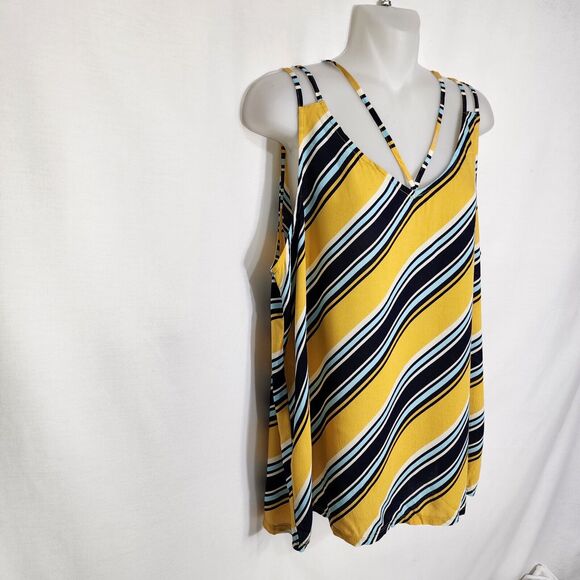 Maurices Womens Tank Top Sz Large Striped Strappy V Neck Sleeveless Lightweight - Picture 5 of 9